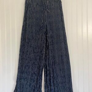 American Eagle Striped Wide Leg Pants XS Navy Drawstring Flowy
